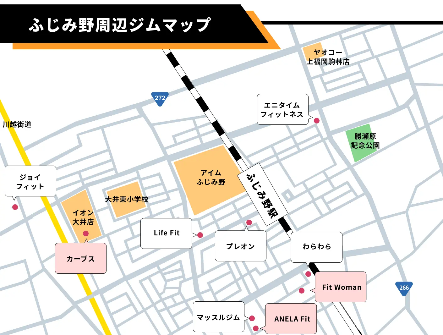 ふじみ野エリアのジムマップ